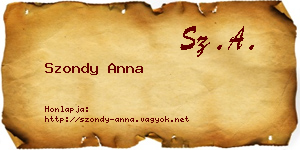 Szondy Anna névjegykártya