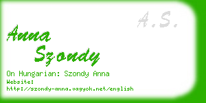 anna szondy business card